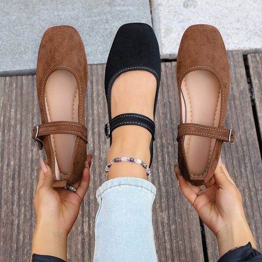 Damen Elegante Ballerinas mit verstellbarem Riemen EB