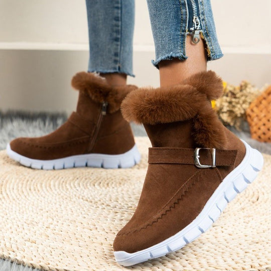 Damen Komfortable Winterstiefel mit modischer Kunstfellverzierung EB