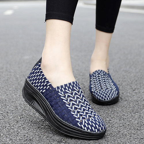 Damen Sportliche Slipper mit atmungsaktivem Netzgewebe und rutschfester Sohle EB
