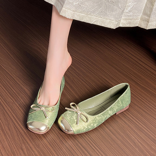 Damen Ballerinas mit elegantem Schleifen-Design und raffiniertem Metallverschluss EB