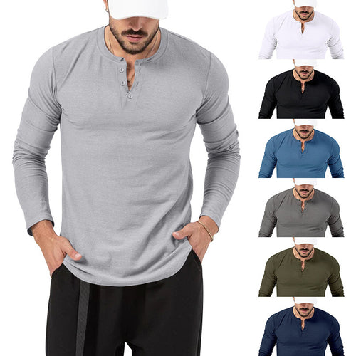 Herren Langarmshirt mit Knopfleiste und modischem Schnitt EB