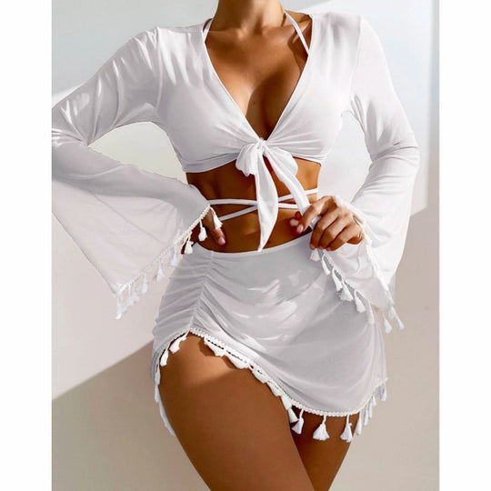 Damen Set aus luftiger Bluse mit langen Ärmeln und Taillenslip EB