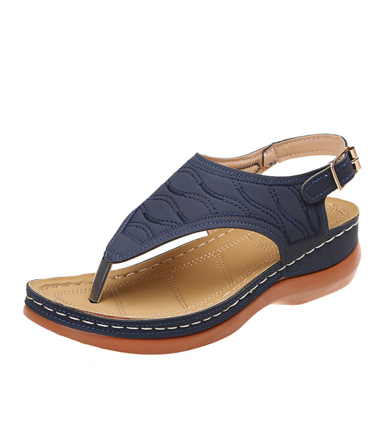 Damen Keil-Sandalette mit verstellbarem Fersenriemen und gesteppter Wildlederoptik EB
