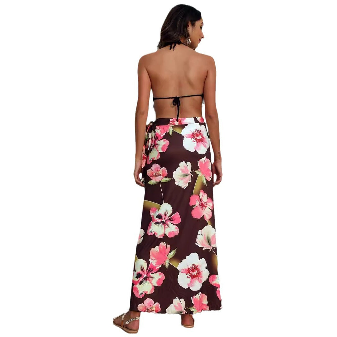 Damen eleganter Maxirock mit floralem Muster EB