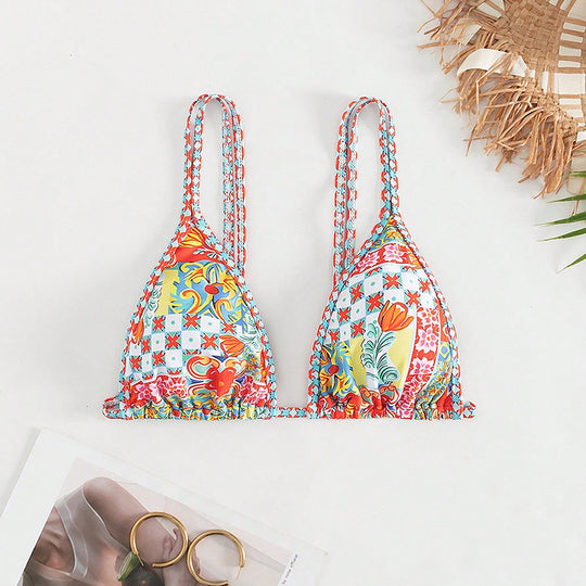 Damen Triangel-Bikini mit buntem Muster EB