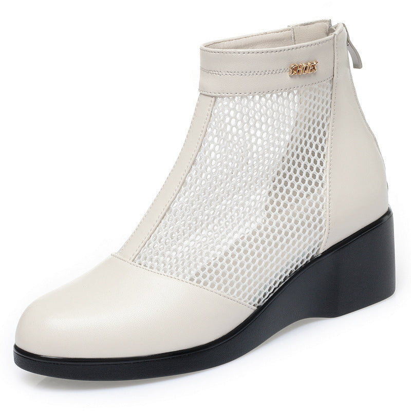 Damen Modische Stiefeletten mit durchlässigem Netzmaterial und bequemem Absatz EB