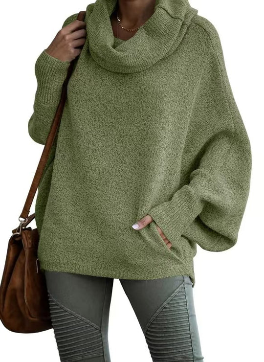 Damen Oversized Strickpullover mit Rollkragen EB