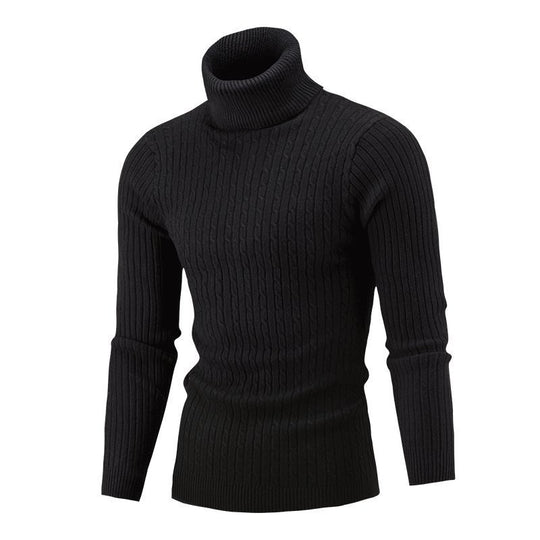 Herren nan gerippter Rollkragenpullover mit Zopfmuster und körpernaher Slim-Fit-Silhouette EB