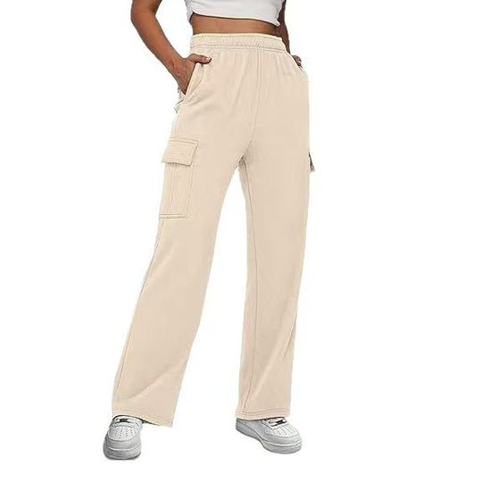 Damen nan relaxed-fit Cargo-Jogginghose mit geradem Bein, Elastikbund und aufgesetzten Klappentaschen EB