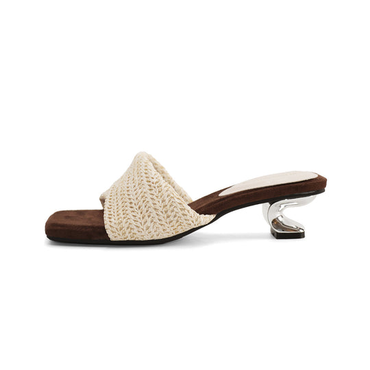 Damen trendige Mules mit schickem Kettendetail EB