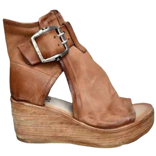 Damen Wedge-Stiefeletten mit modischem Schnallen-Design EB