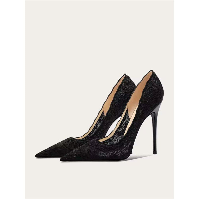Damen elegante Slingback-Pumps mit zarter Spitzenverzierung EB