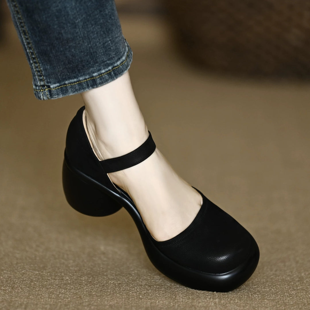 Damen modische Blockabsatz Schuhe EB