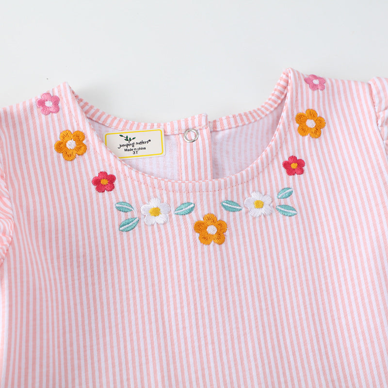 Mädchen Sommerkleid mit floralem Design und verspielten Flamingo-Applikationen EB