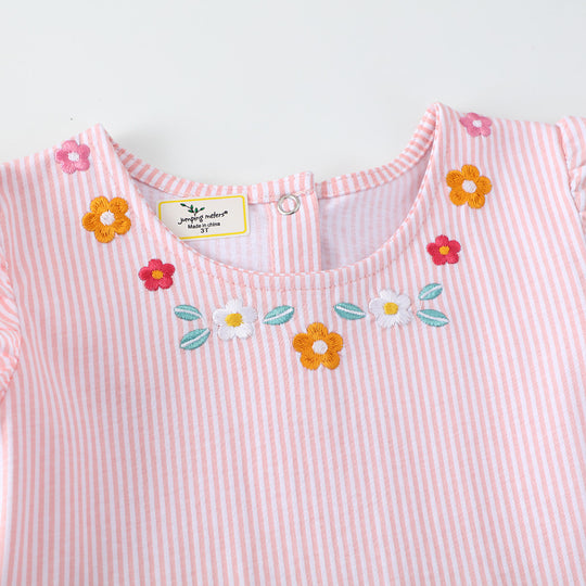 Mädchen Sommerkleid mit floralem Design und verspielten Flamingo-Applikationen EB