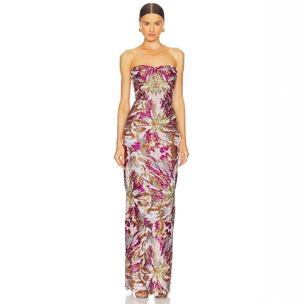 Damen Glamouröses Abendkleid mit schillernden Pailletten und taillierter Silhouette EB