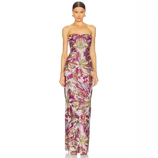 Damen Glamouröses Abendkleid mit schillernden Pailletten und taillierter Silhouette EB