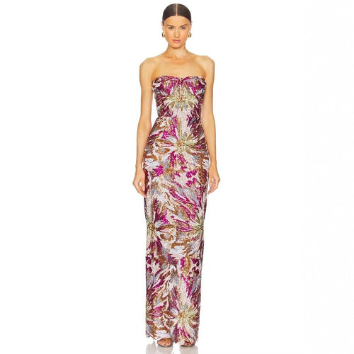 Damen Glamouröses Abendkleid mit schillernden Pailletten und taillierter Silhouette EB