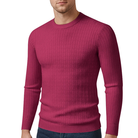 Herren modischer Strickpullover mit feinem Zopfmuster EB