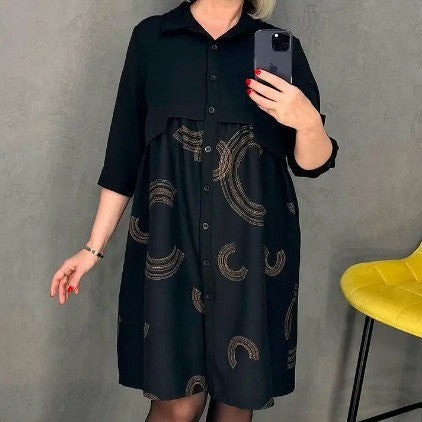 Damen Hemdblusenkleid mit modischer Overlay-Optik EB
