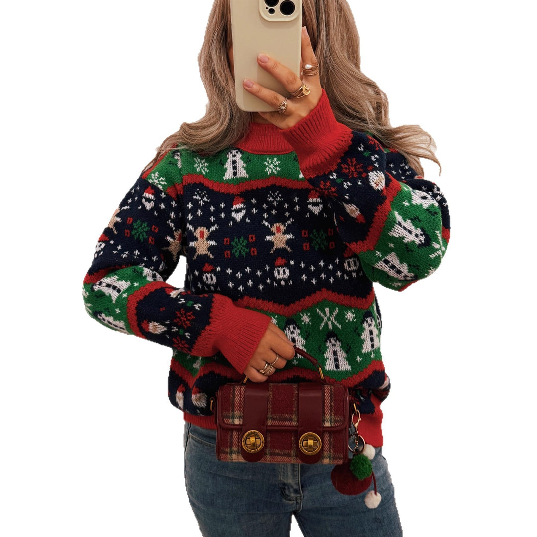 Damen Weihnachtspullover mit fröhlichem Motiv und lässigem Schnitt EB