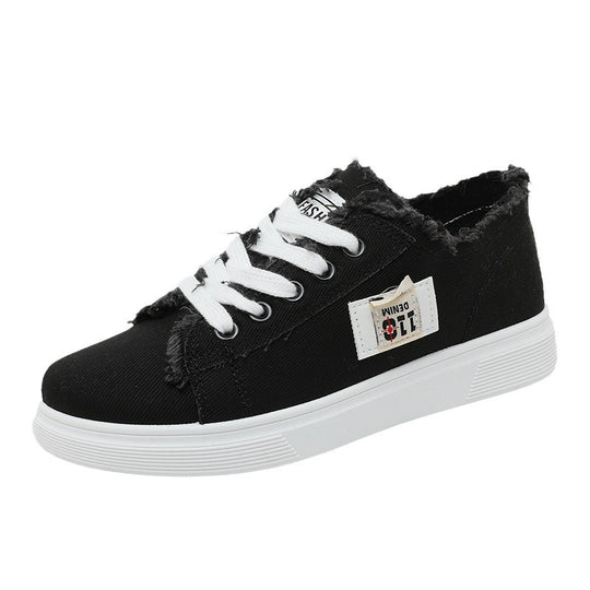 Damen lässige Sneaker mit modischem Used-Look und elastischem Schnürsystem EB