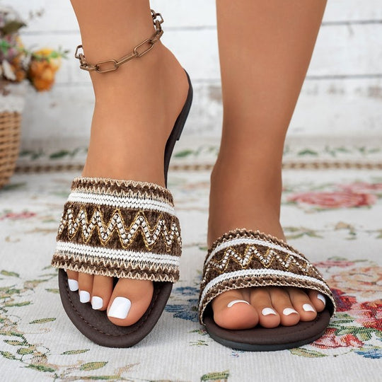 Damen Trendige Relax-Sandalen mit dekorativem Riemendesign EB
