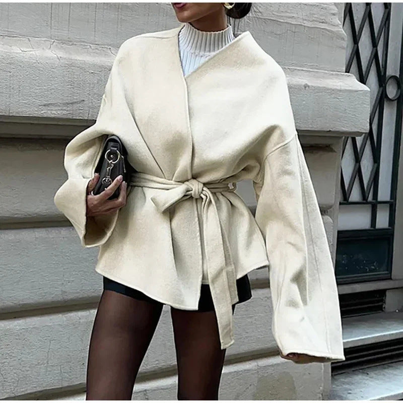 Damen Oversized Mantel mit Gürtel EB