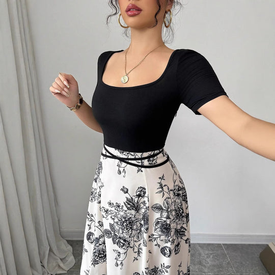 Damen Eleganter Maxirock mit floralem Muster EB