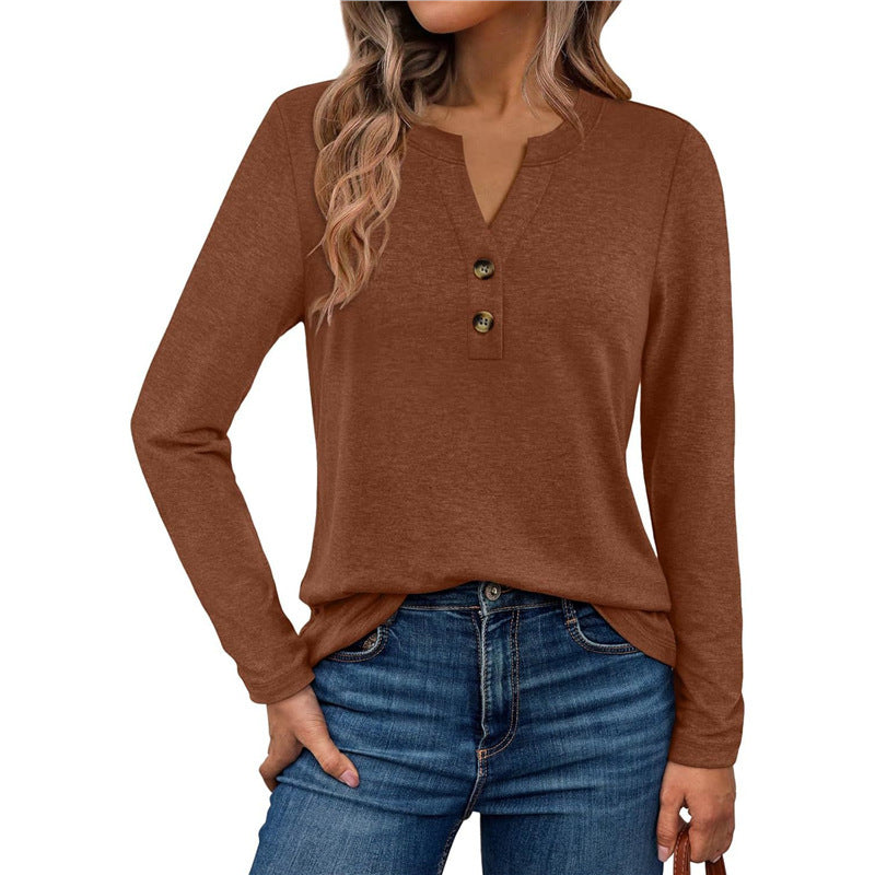 Damen Langarmshirt mit Knopfdetails EB