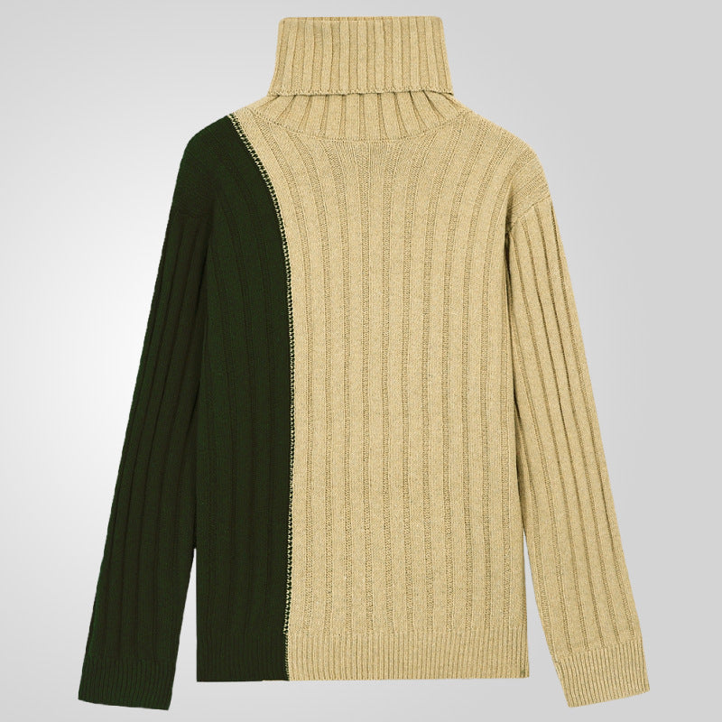 Herren Strickpullover mit modernem Stehkragen und farblich abgesetztem Design EB