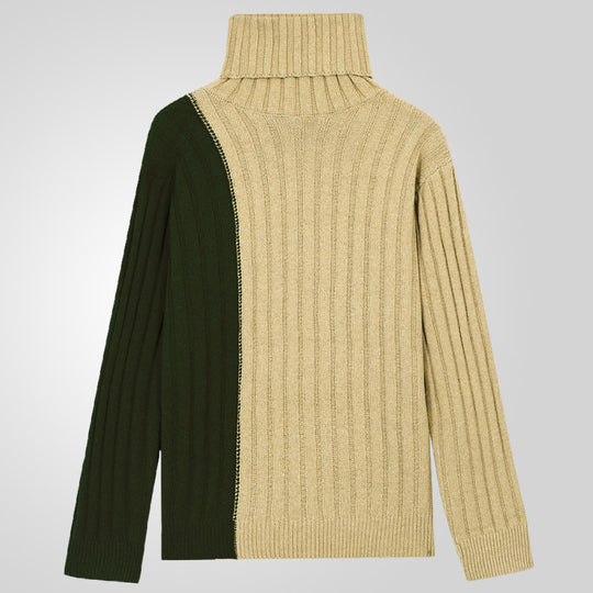 Herren Strickpullover mit modernem Stehkragen und farblich abgesetztem Design EB