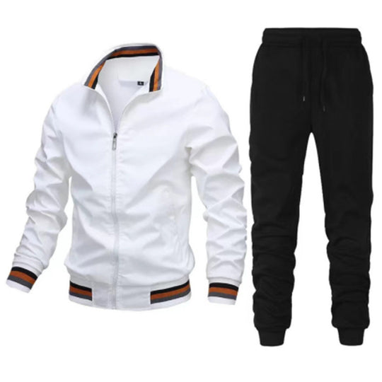Herren nan sportlicher Freizeit Trainingsanzug Set mit Bomberjacke und elastischer Jogginghose EB