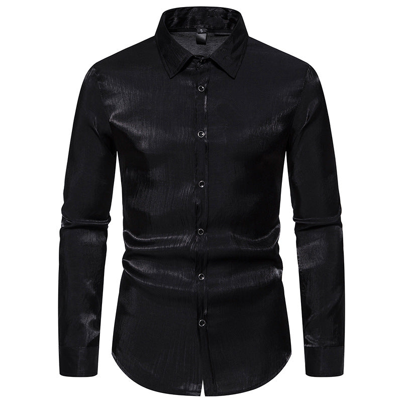 Herren schimmerndes Langarmhemd EB