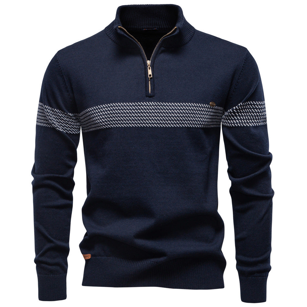 Herren Pullover mit Stehkragen und Reißverschluss EB