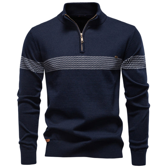 Herren Pullover mit Stehkragen und Reißverschluss EB