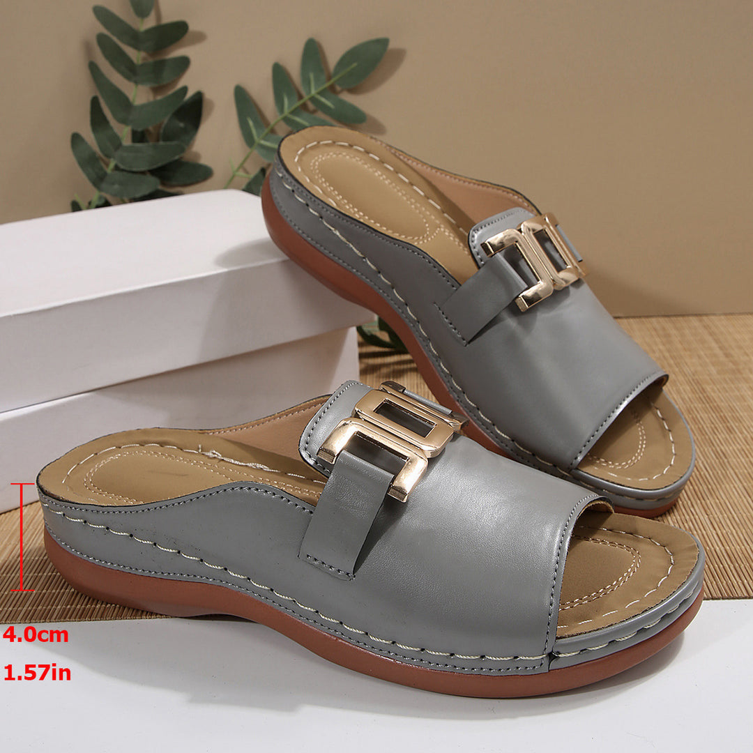 Damen Elegante Mules mit modischem Goldakzent und komfortablem Fußbett EB