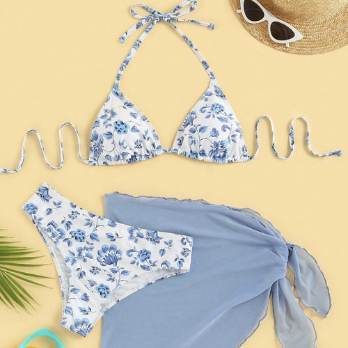 Damen Triangel-Bikini mit elegantem Wickelrock EB
