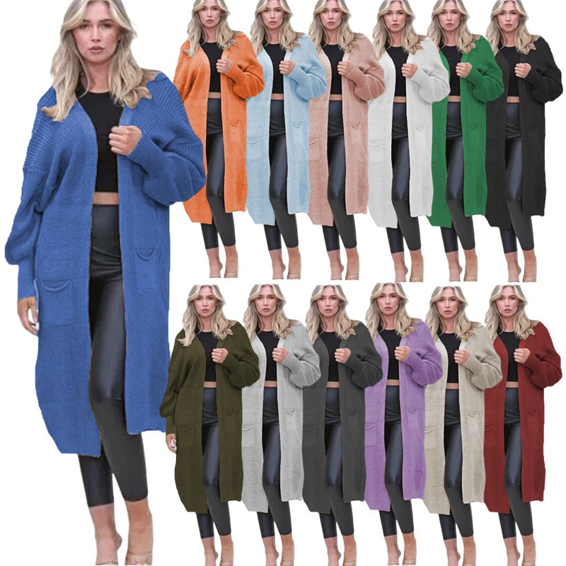 Damen Großer Strickcardigan mit weichem Material und praktischen Taschen EB