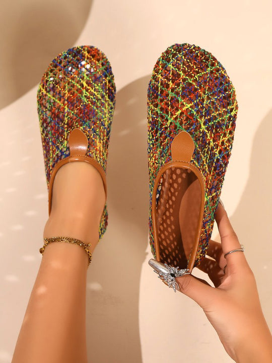 Damen Clogs mit buntem Netzdesign und rutschfester Sohle EB