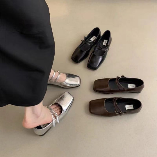 Damen modische Ballerinas mit funkelndem Riemchendesign EB