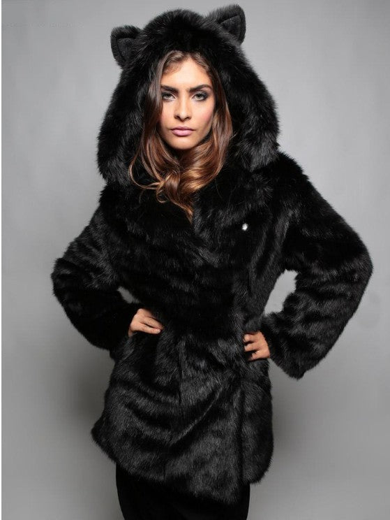 Damen Kuscheljacke mit Tiermotiv und Kapuze EB