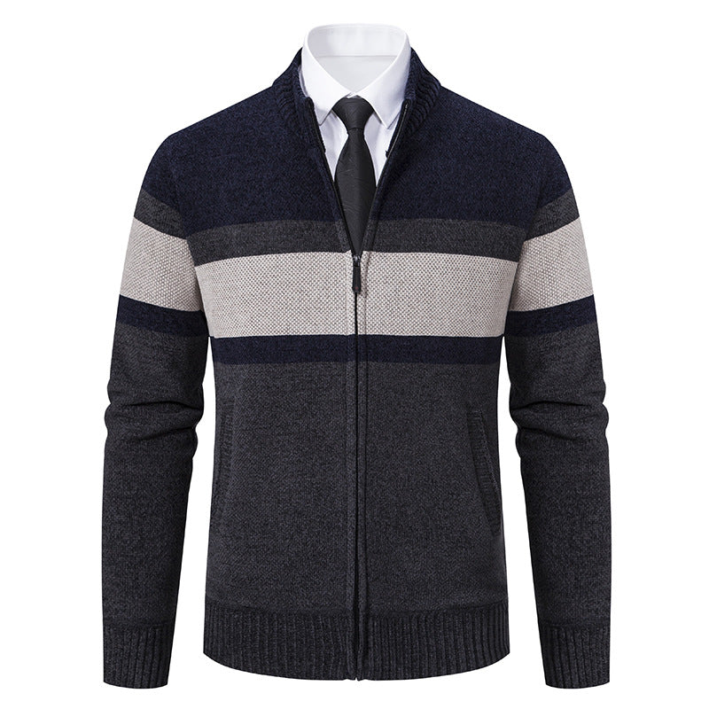Herren Strickjacke mit strukturiertem Design und hochschließendem Kragen EB
