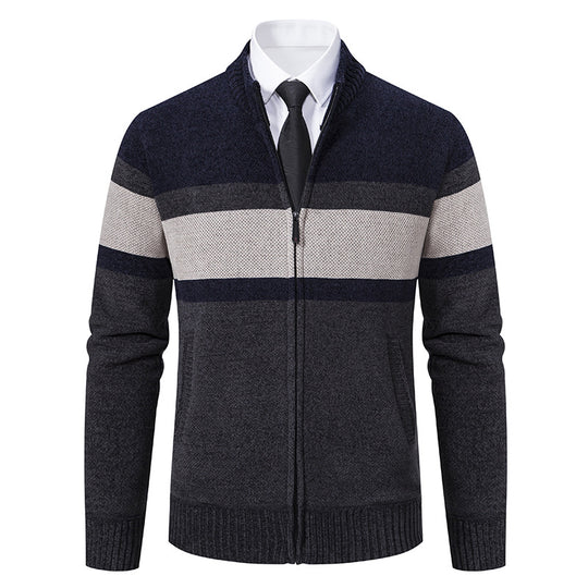 Herren Strickjacke mit strukturiertem Design und hochschließendem Kragen EB