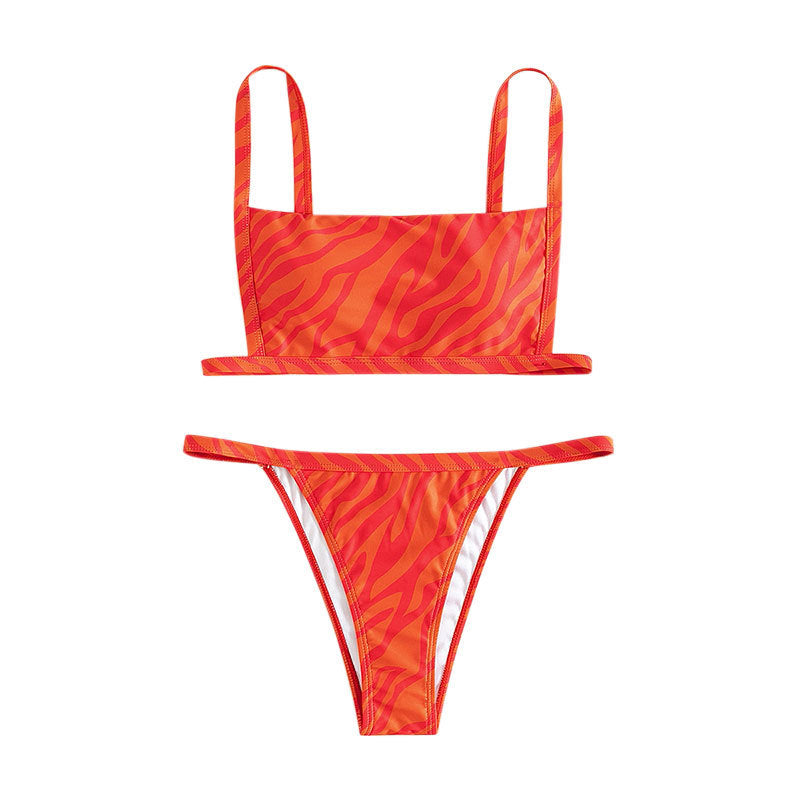 Damen Bikini-Set mit stilvollen Streifen und verstellbaren Trägern EB
