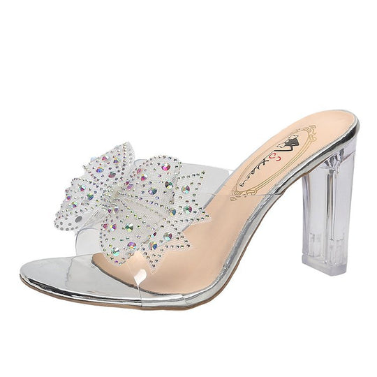 Damen glamouröse Sandalen mit funkelndem Schleifenakzent EB