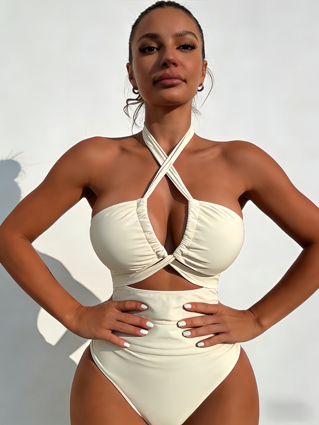 Damen Einteiliger Badeanzug mit elegantem Knoten-Design EB