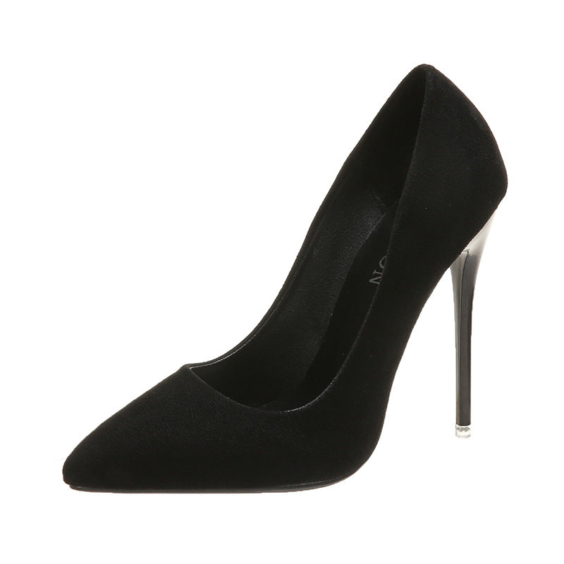 Damen nan spitze Stiletto-Pumps mit Samtoptik und gepolstertem Komfortfußbett EB