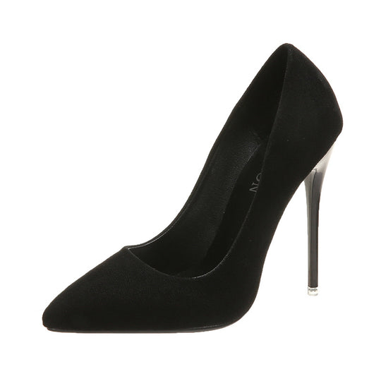 Damen nan spitze Stiletto-Pumps mit Samtoptik und gepolstertem Komfortfußbett EB