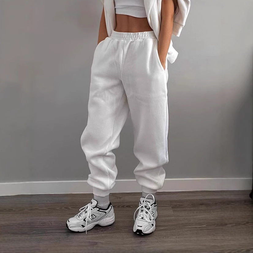Damen Sportliche Jogginghose mit elastischem Bund und seitlichen Taschen EB
